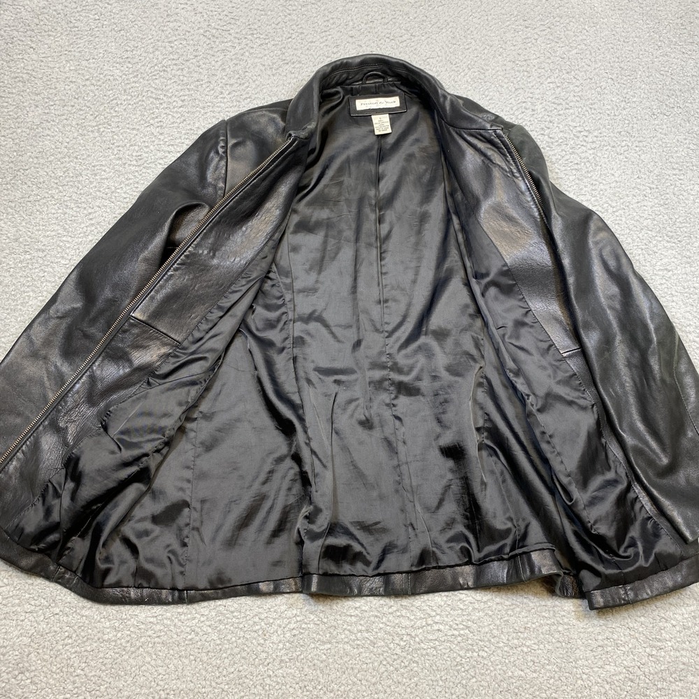 Preston & York Leather Jacket Womens Large Genuine Lambskin Zip Pockets Classic